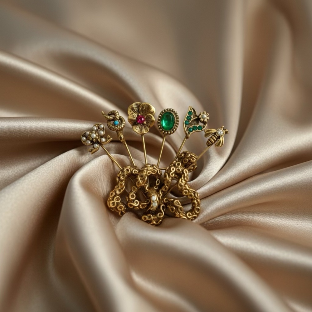Vintage Victorian Revival Goldette Pin - Picture 2 of 2